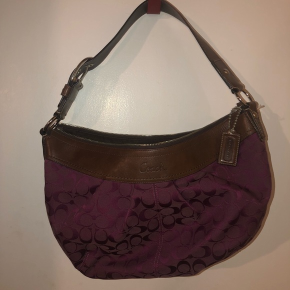 COACH purple and brown shoulder bag - Picture 1 of 4